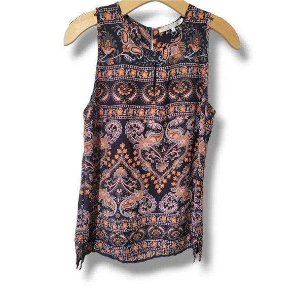 Violet + Claire Women's multicolor boho paisley print sleeveless blouse  - small - Picture 1 of 9
